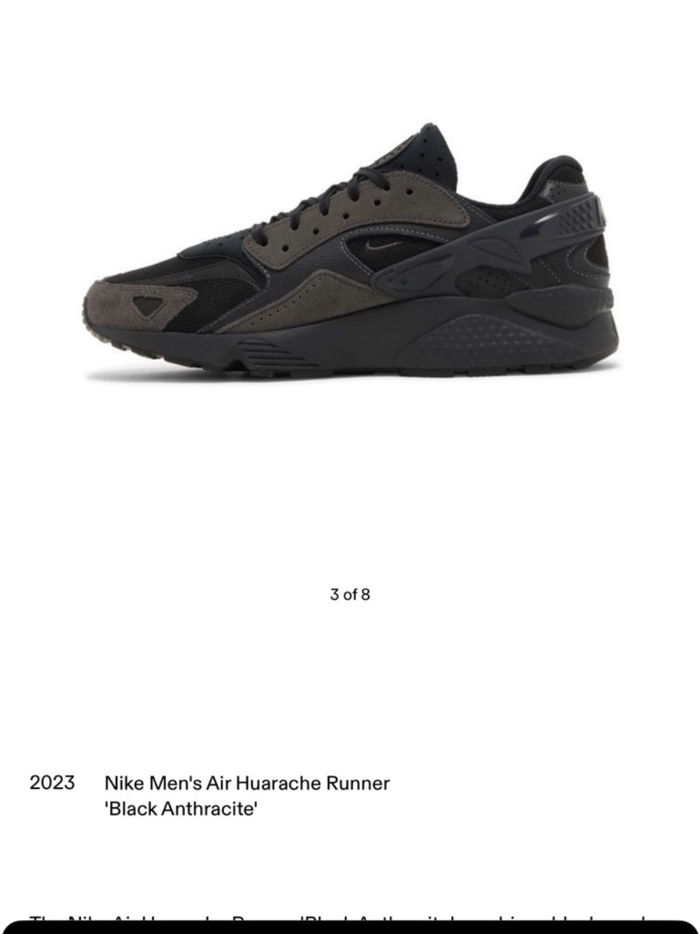 M NIKE AIR HUARACHE RUNNER Black sz 4.5Y
